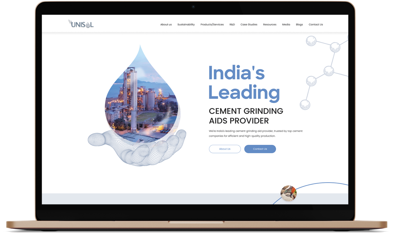 Unisol Website Laptop Mockup